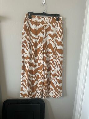 Nine West Brown and White Wide Leg Printed Pants